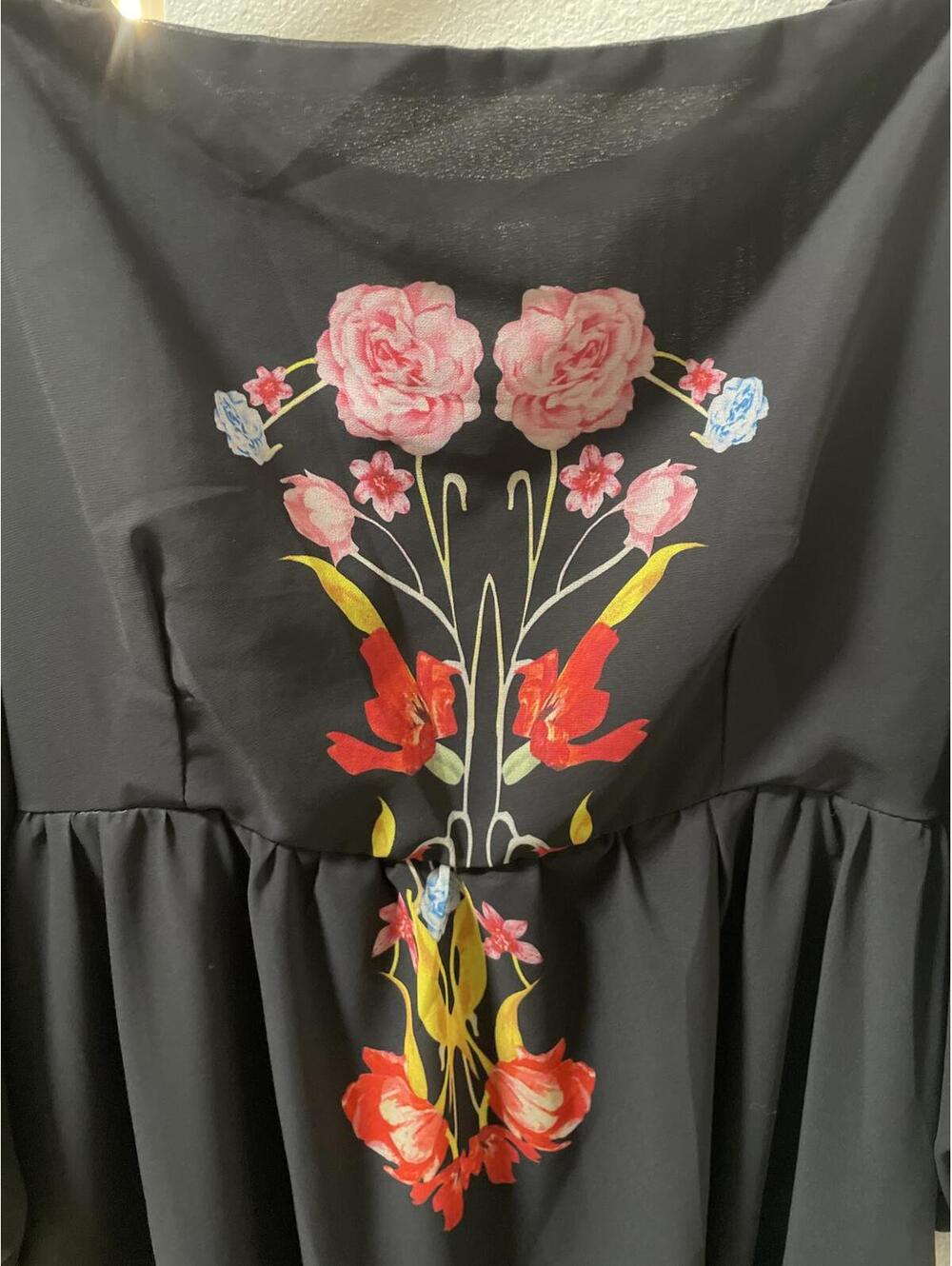 Maxi Dress Women's 3XL Black Floral Grunge Fairy Whimsigoth - Picture 9 of 13